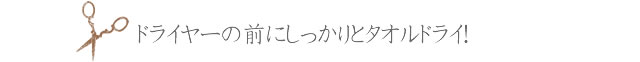ドライヤーの前にしっかりとタオルドライ!