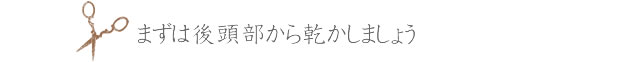 ②まずは後頭部から乾かしましょう