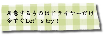 用意するものはドライヤーだけ 今すぐLet's try!